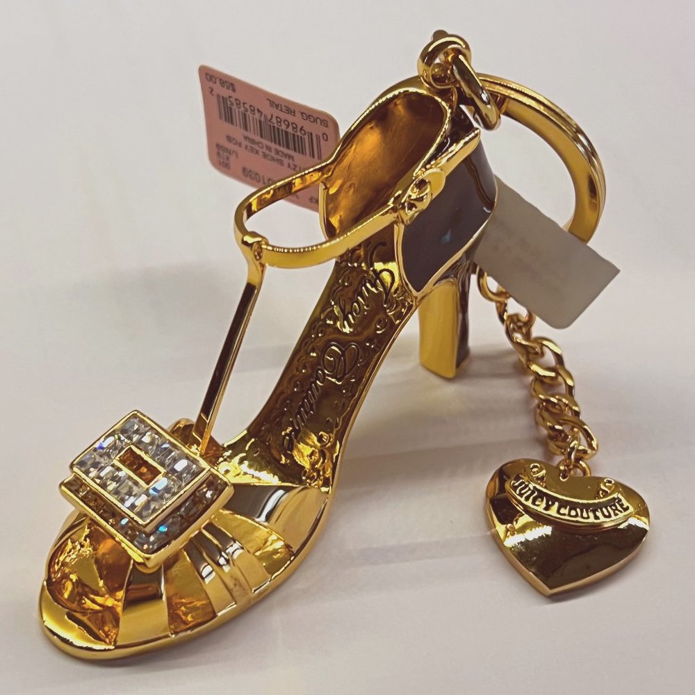 Juicy Couture Y2K Sparkly Crystal High Heel Shoe Key Ring or Purse Charm - NWT